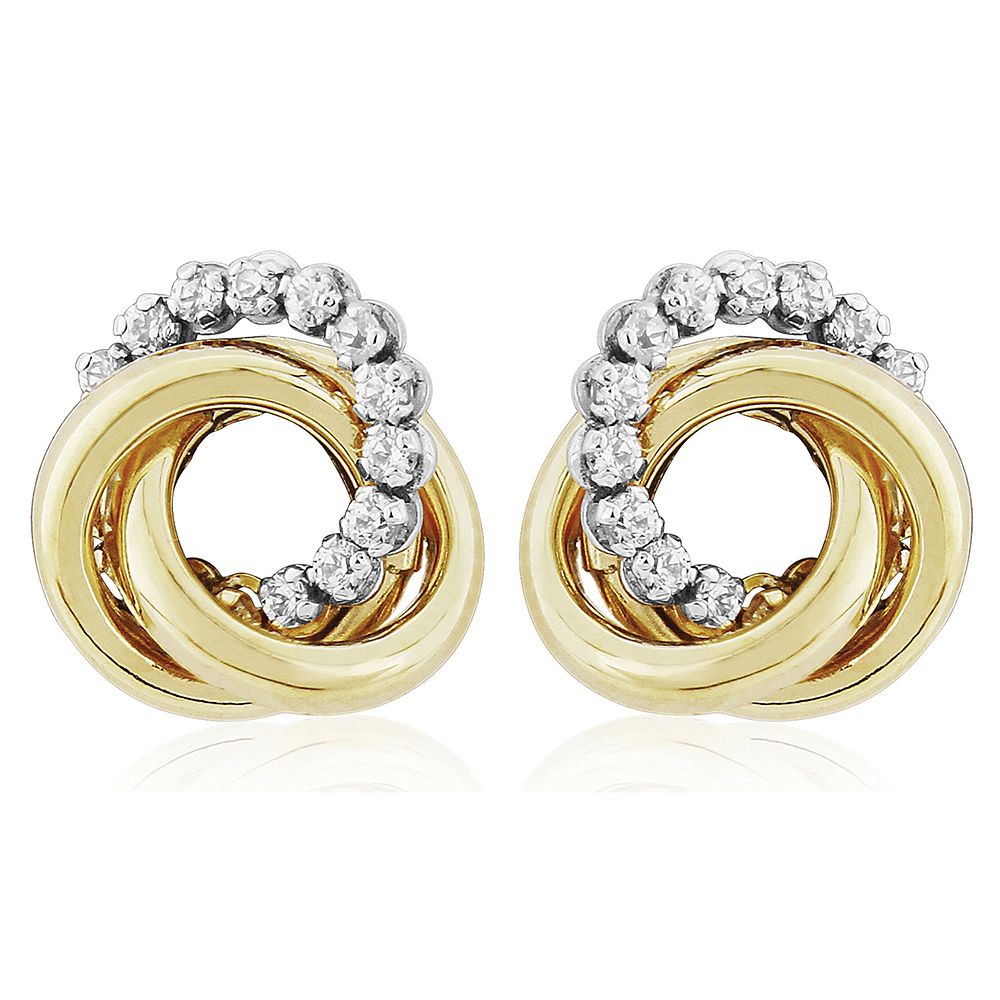 9ct Gold  CZ Trilogy Knot Stud Earrings 8mm - SENR02569