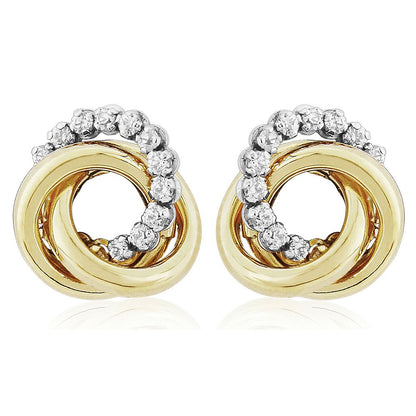 9ct Gold  CZ Trilogy Knot Stud Earrings 8mm - SENR02569