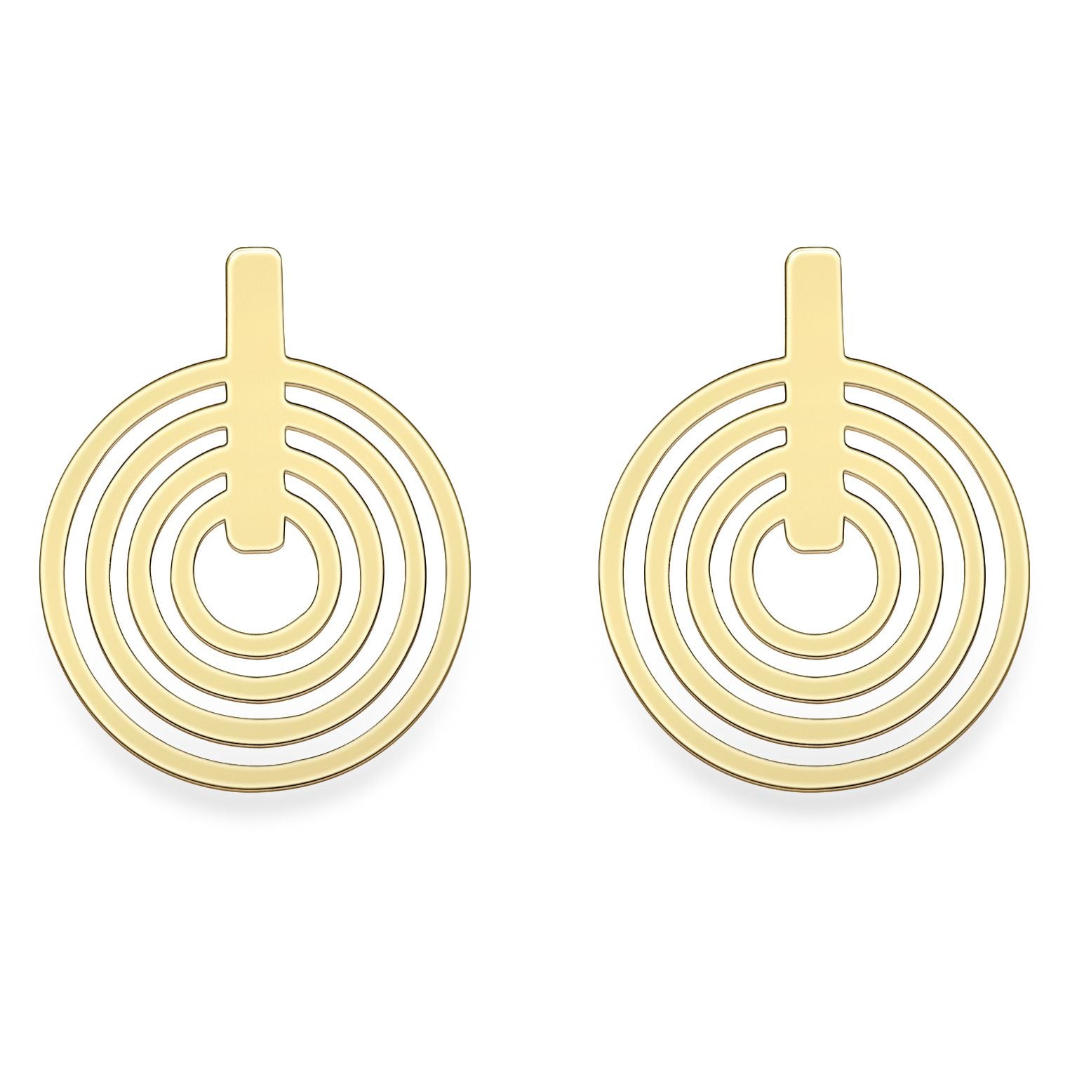 9ct Gold  Concentric Crop Circles Drop Earrings - SENR02595