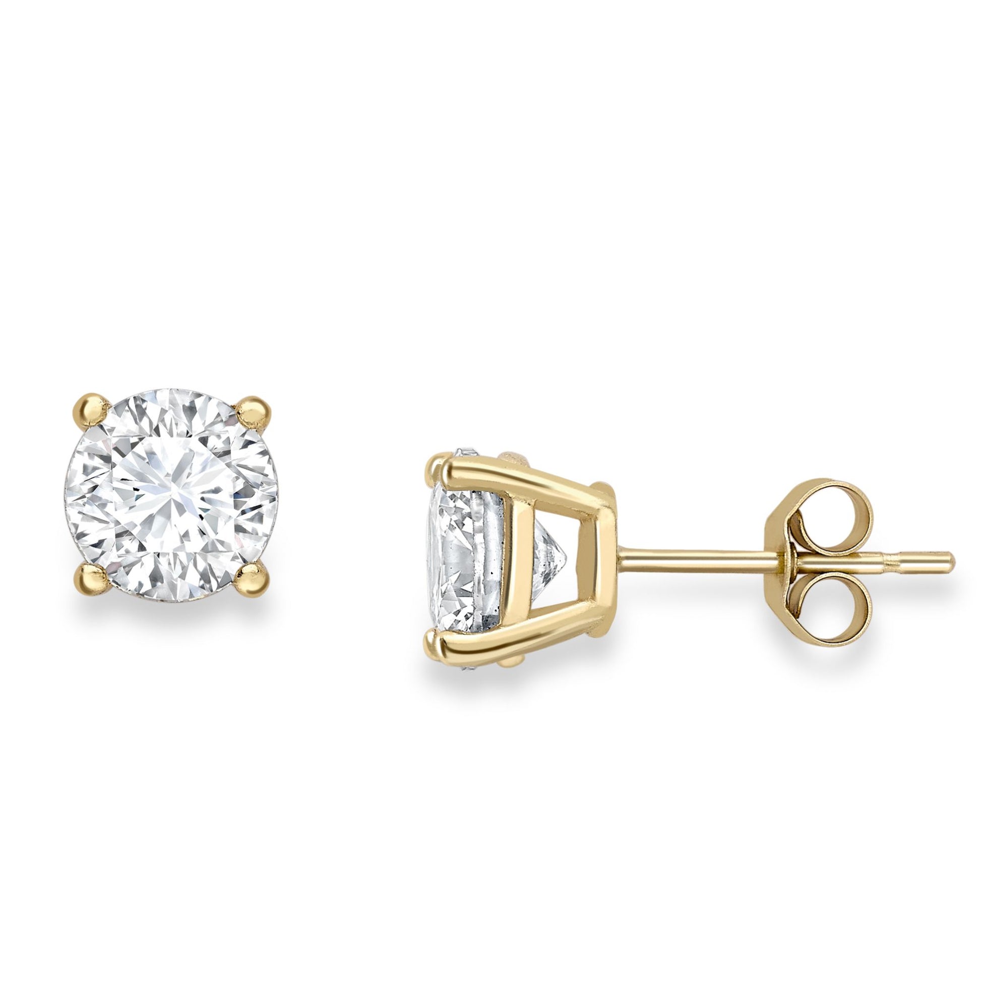 9ct Gold  CZ Simple 4-Claw Solitaire Stud Earrings 5mm - SENR02605