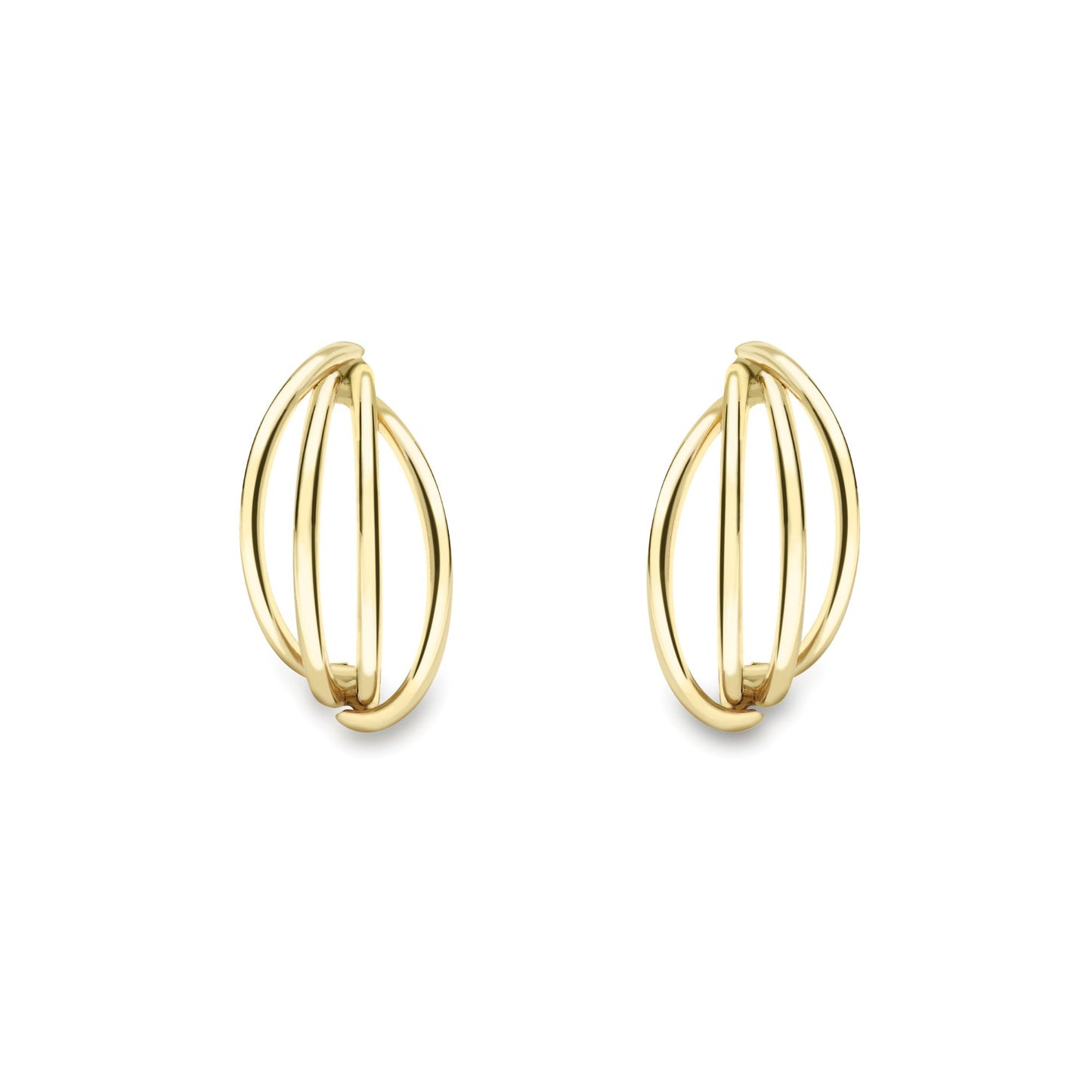 Ladies 9ct Yellow Gold  Banana Bunch Arc Bow Drop Earrings 7mm - SENR02624