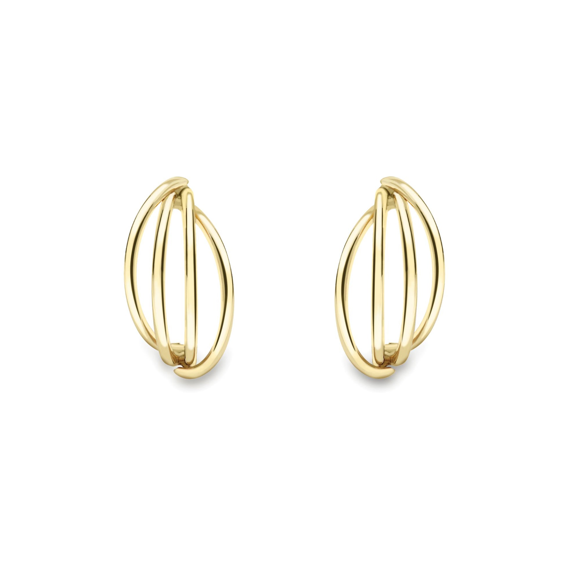 Ladies 9ct Yellow Gold  Banana Bunch Arc Bow Drop Earrings 7mm - SENR02624