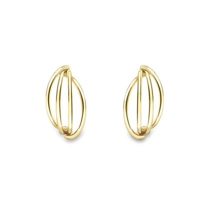 Ladies 9ct Yellow Gold  Banana Bunch Arc Bow Drop Earrings 7mm - SENR02624