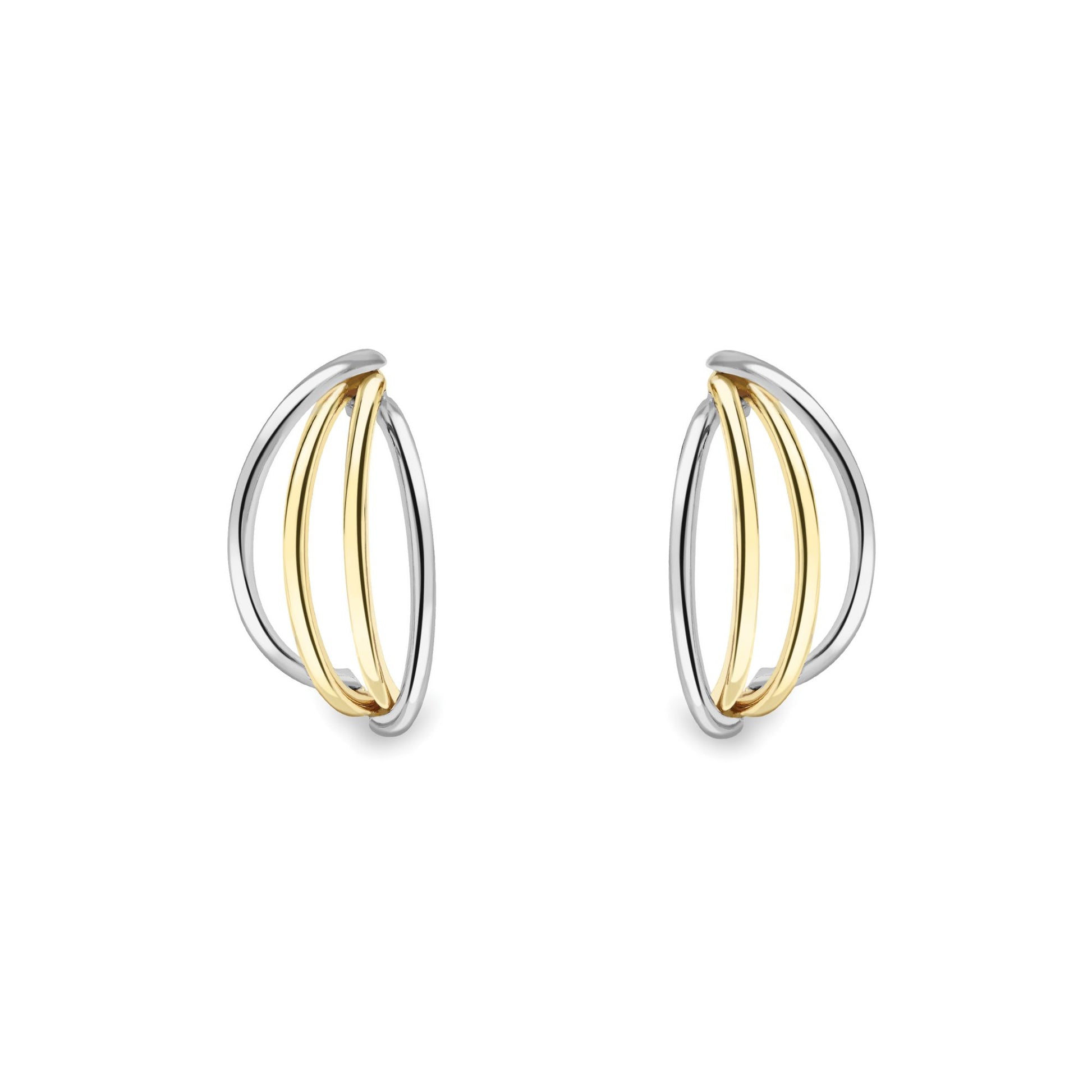 9ct White & Yellow Gold  Banana Bunch Arc Bow Drop Earrings 7mm - SENR02625