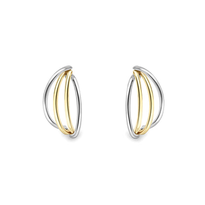 9ct White & Yellow Gold  Banana Bunch Arc Bow Drop Earrings 7mm - SENR02625