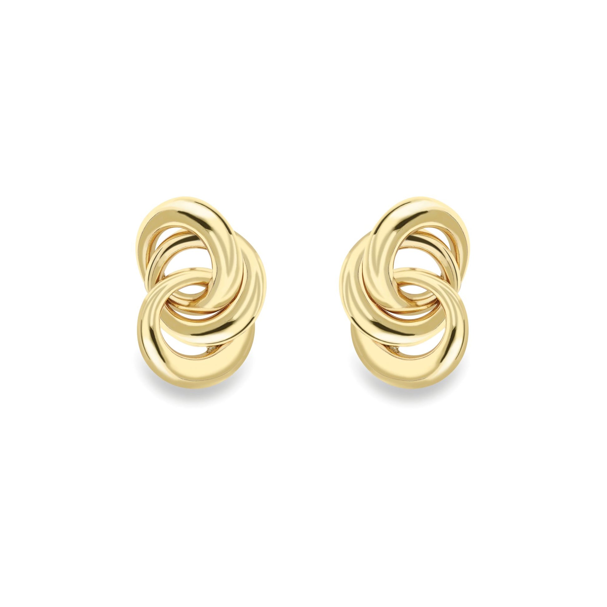 Ladies 9ct Yellow Gold  Interlocked Triple Hoop Drop Earrings 15mm - SENR02626