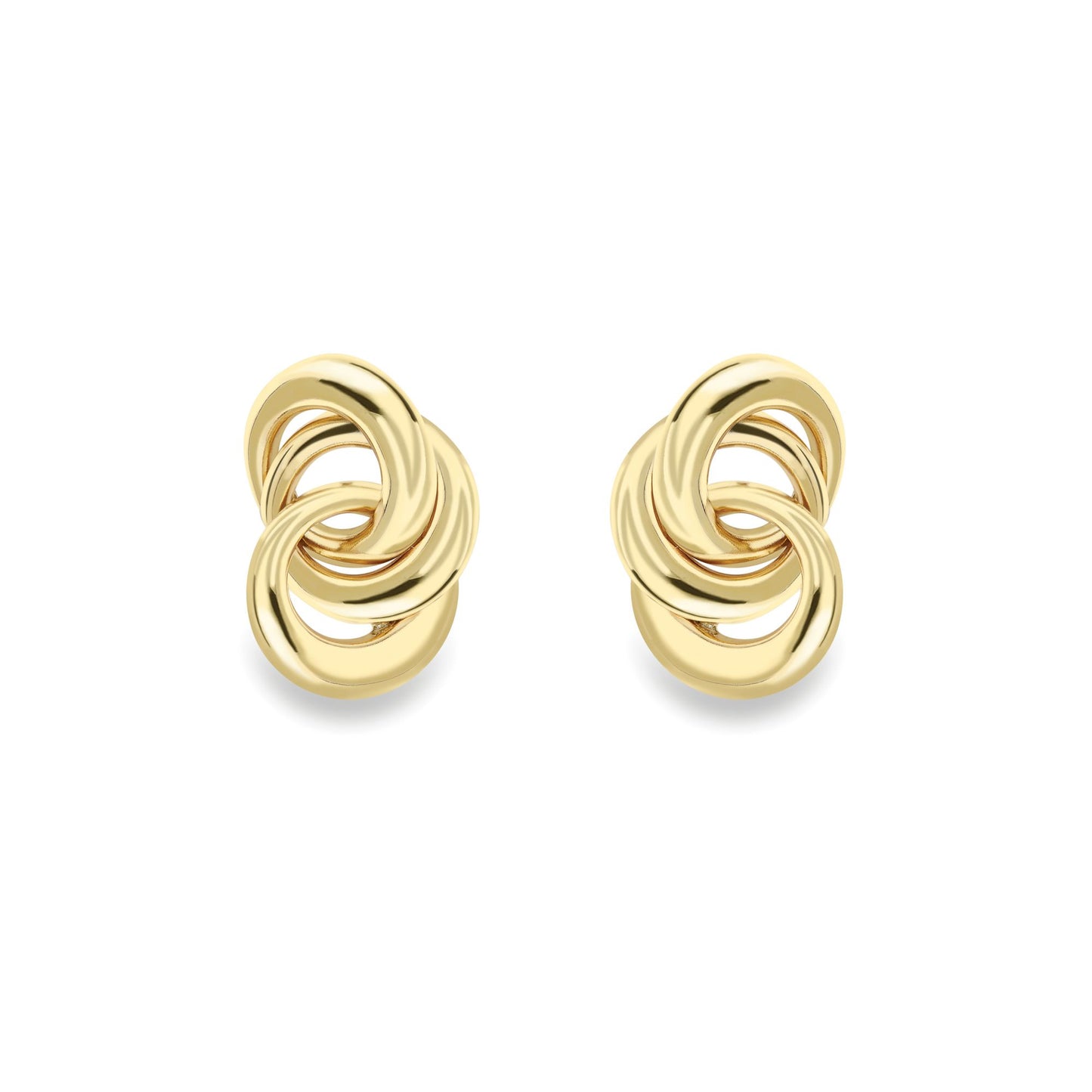 Ladies 9ct Yellow Gold  Interlocked Triple Hoop Drop Earrings 15mm - SENR02626