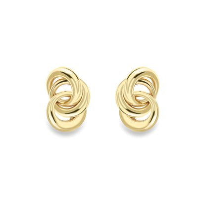 Ladies 9ct Yellow Gold  Interlocked Triple Hoop Drop Earrings 15mm - SENR02626