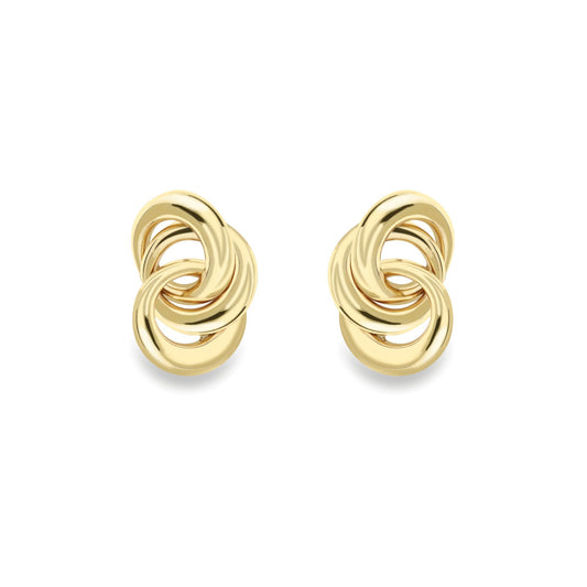 Ladies 9ct Yellow Gold  Interlocked Triple Hoop Drop Earrings 15mm - SENR02626