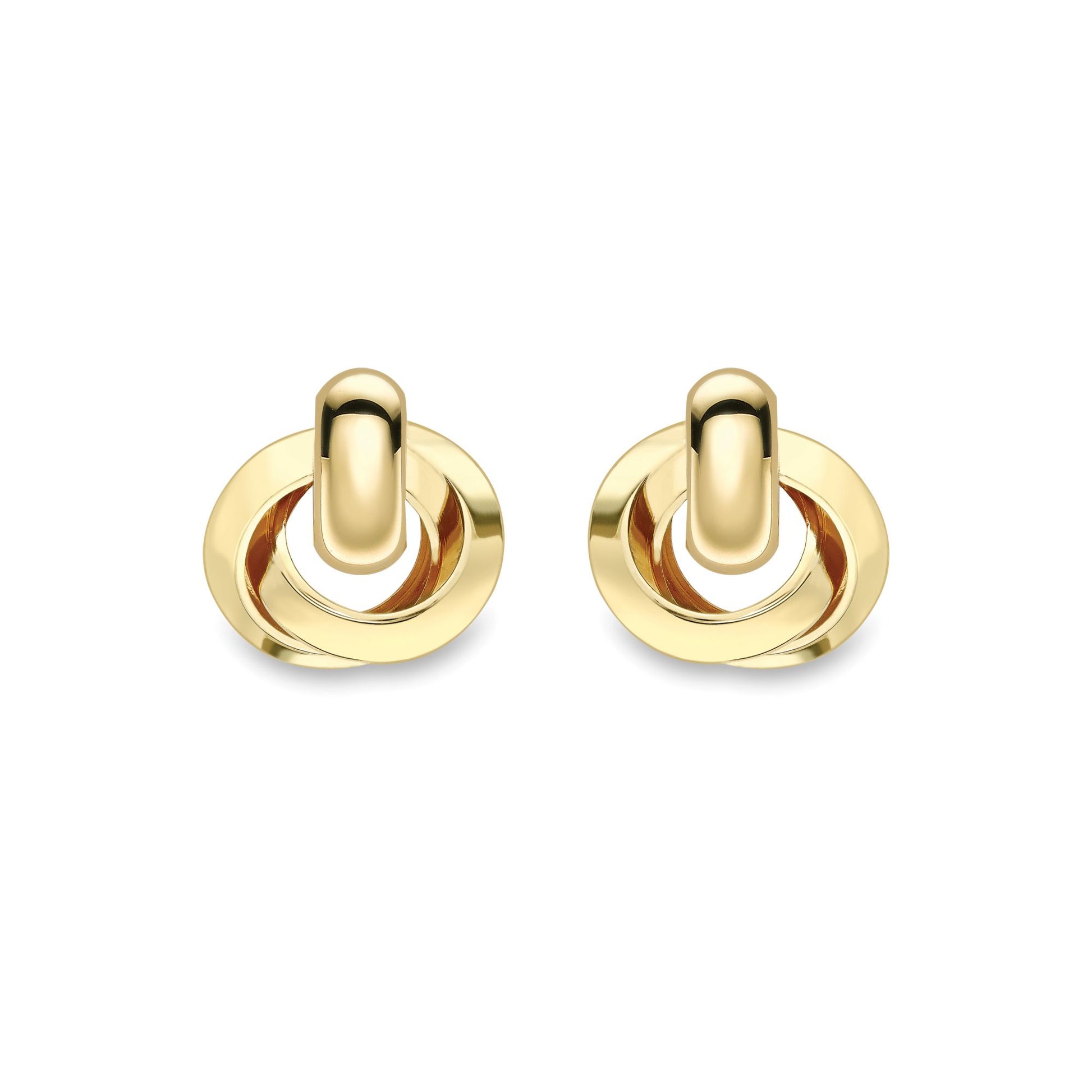 Ladies 9ct Yellow Gold  Interlocked Triple Hoop Drop Earrings 12mm - SENR02627