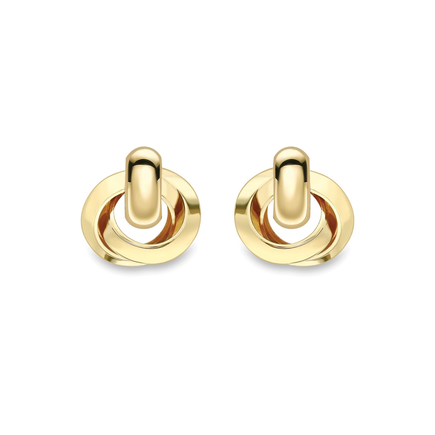 Ladies 9ct Yellow Gold  Interlocked Triple Hoop Drop Earrings 12mm - SENR02627