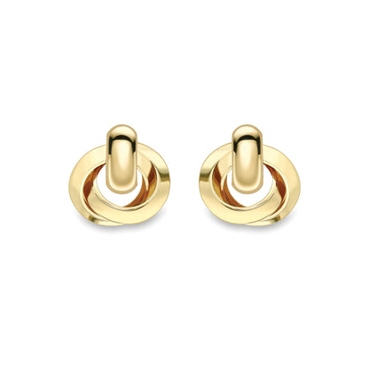 Ladies 9ct Yellow Gold  Interlocked Triple Hoop Drop Earrings 12mm - SENR02627
