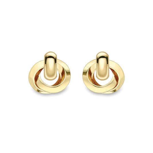 Ladies 9ct Yellow Gold  Interlocked Triple Hoop Drop Earrings 12mm - SENR02627