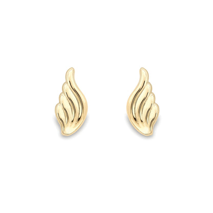 Ladies 9ct Gold  Flame Swirl Angel Swan Wings Drop Earrings 6mm - SENR02628