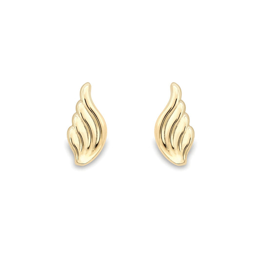 Ladies 9ct Gold  Flame Swirl Angel Swan Wings Drop Earrings 6mm - SENR02628