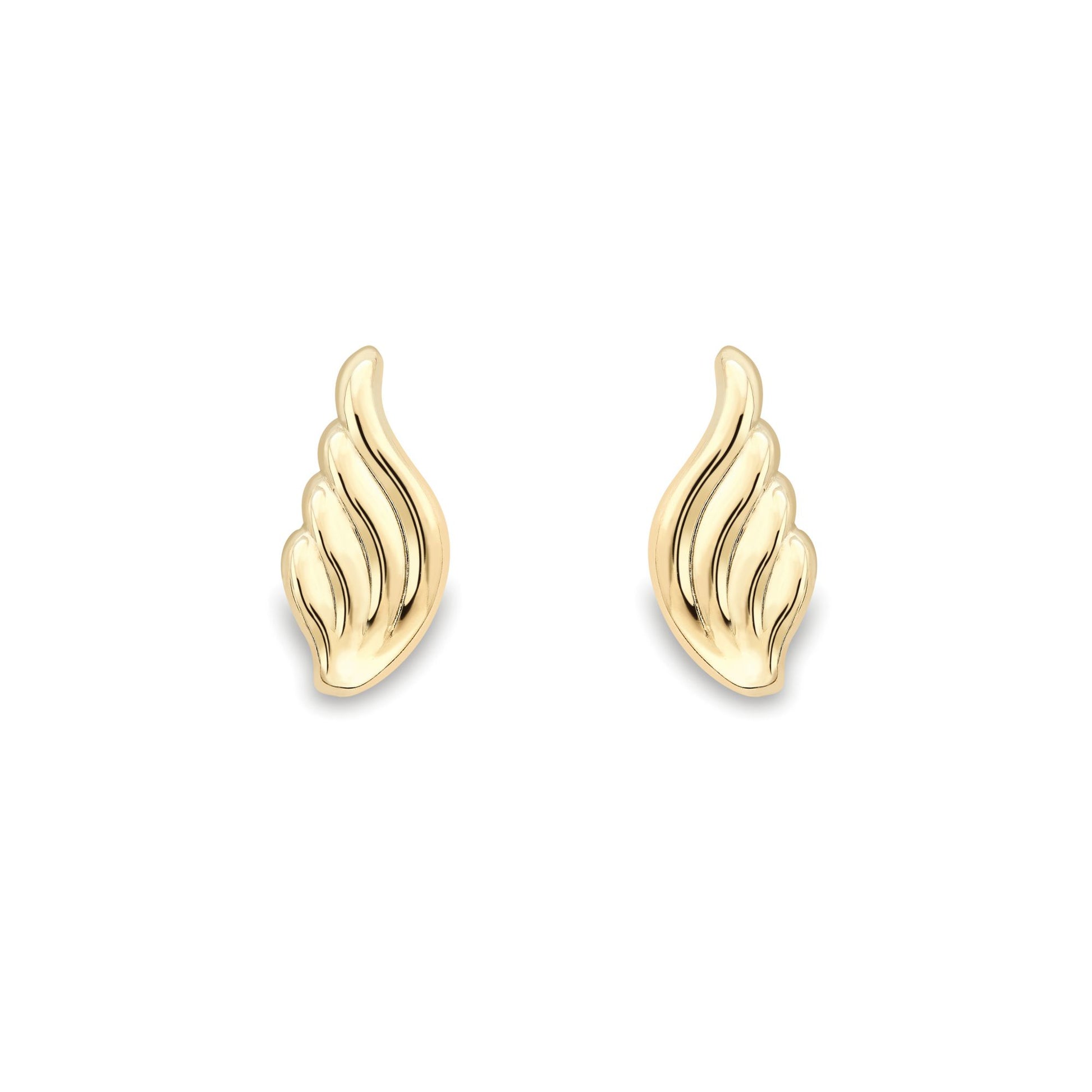 Ladies 9ct Gold  Flame Swirl Angel Swan Wings Drop Earrings 6mm - SENR02628