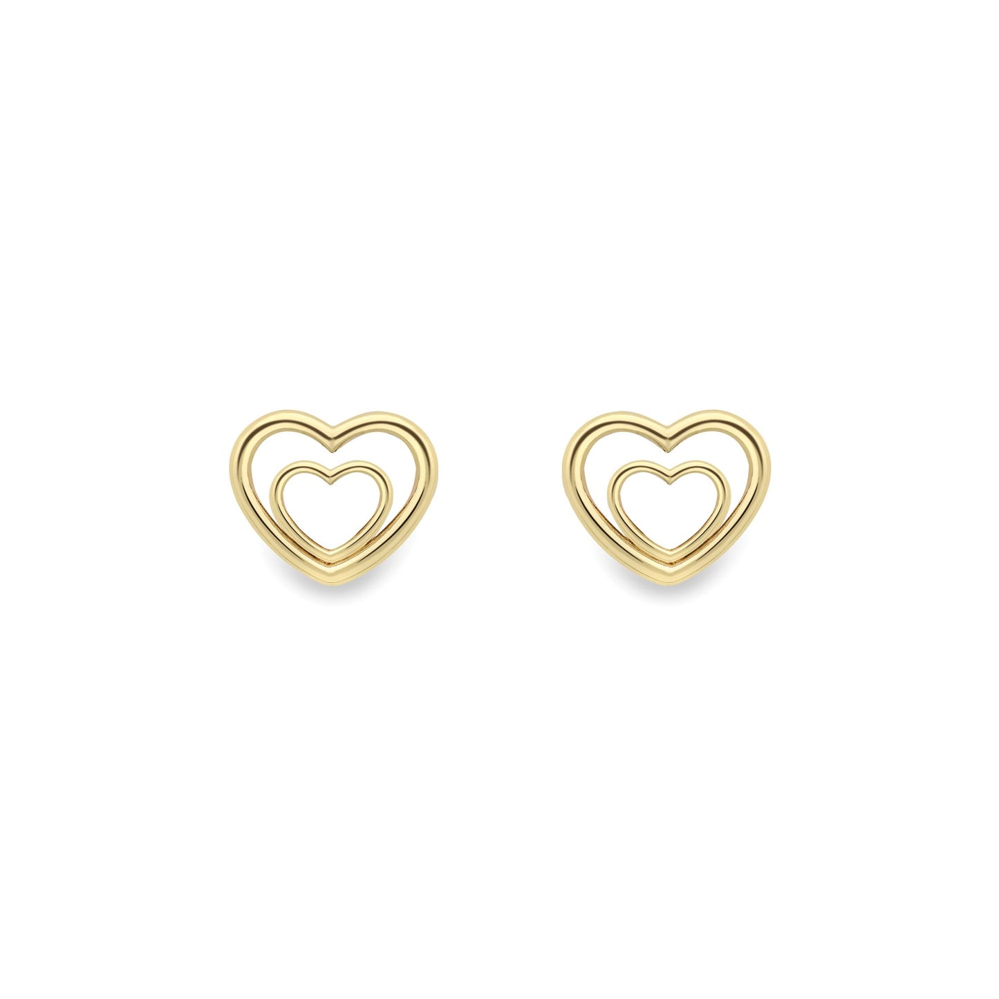 Ladies 9ct Yellow Gold  Double Mini Love Heart Stud Earrings 5mm - SENR02629