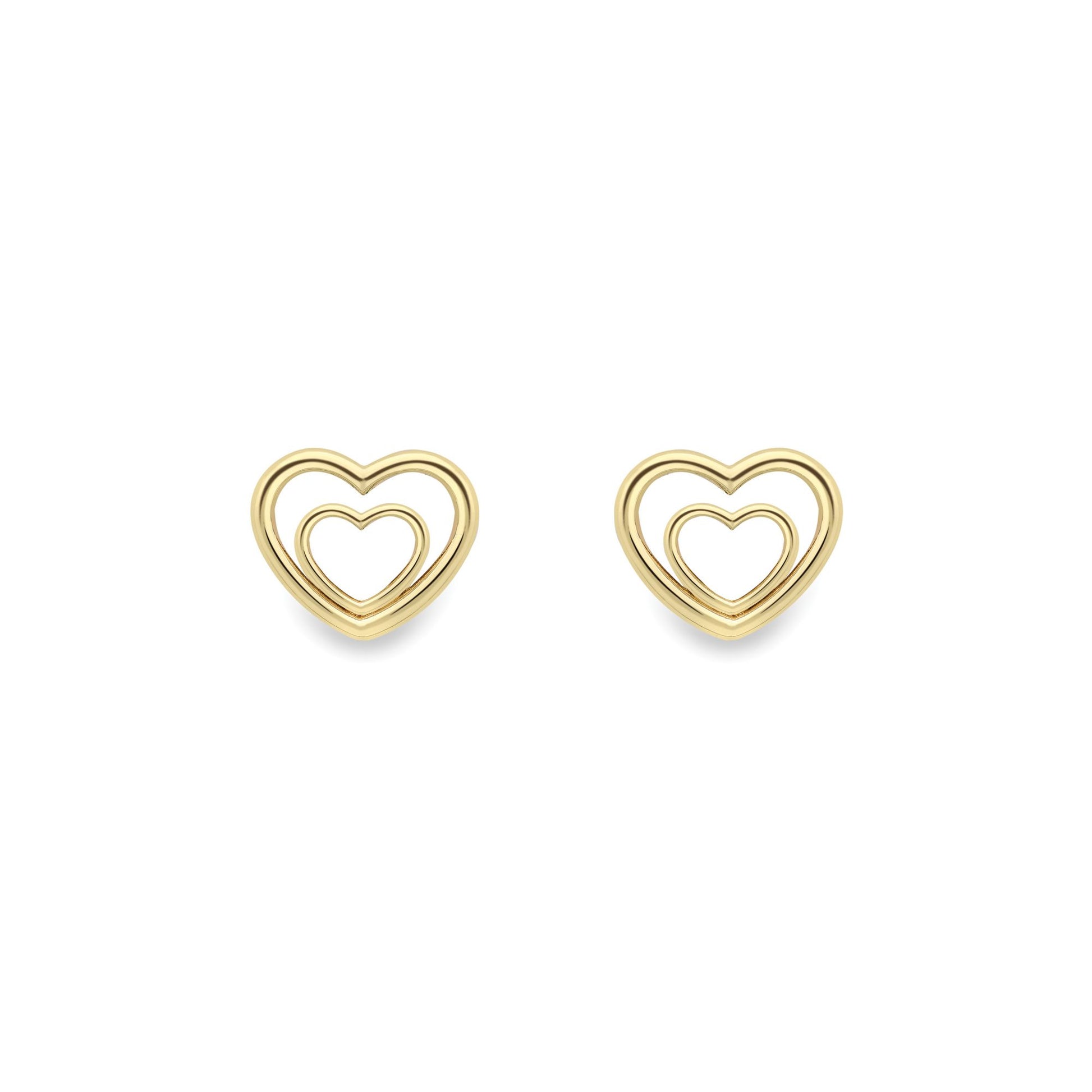 Ladies 9ct Yellow Gold  Double Mini Love Heart Stud Earrings 5mm - SENR02629