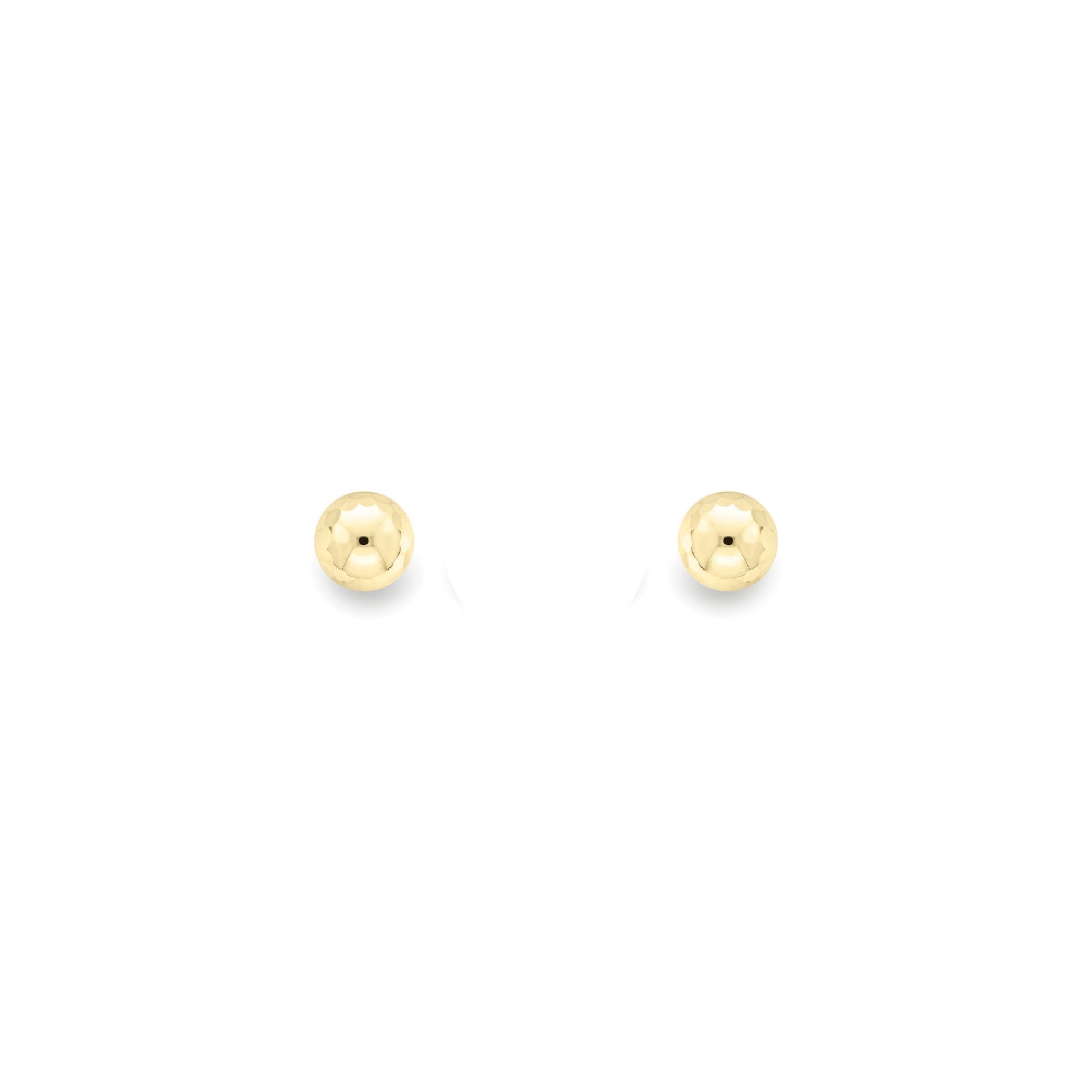 Ladies 9ct Gold  Faceted Diamond-cut Disco Ball Stud Earrings 6mm - SENR02631
