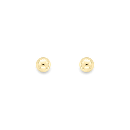 Ladies 9ct Gold  Faceted Diamond-cut Disco Ball Stud Earrings 7mm - SENR02632