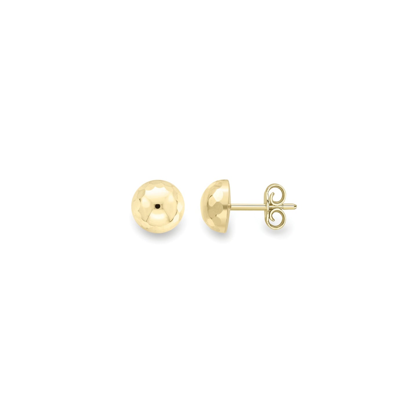 Ladies 9ct Gold  Faceted Diamond-cut Disco Ball Stud Earrings 8mm - SENR02633