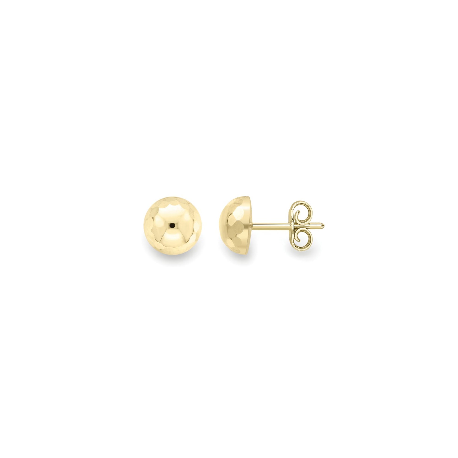 Ladies 9ct Gold  Faceted Diamond-cut Disco Ball Stud Earrings 8mm - SENR02633