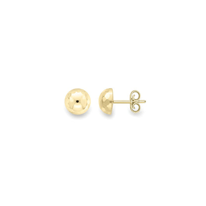 Ladies 9ct Gold  Faceted Diamond-cut Disco Ball Stud Earrings 8mm - SENR02633