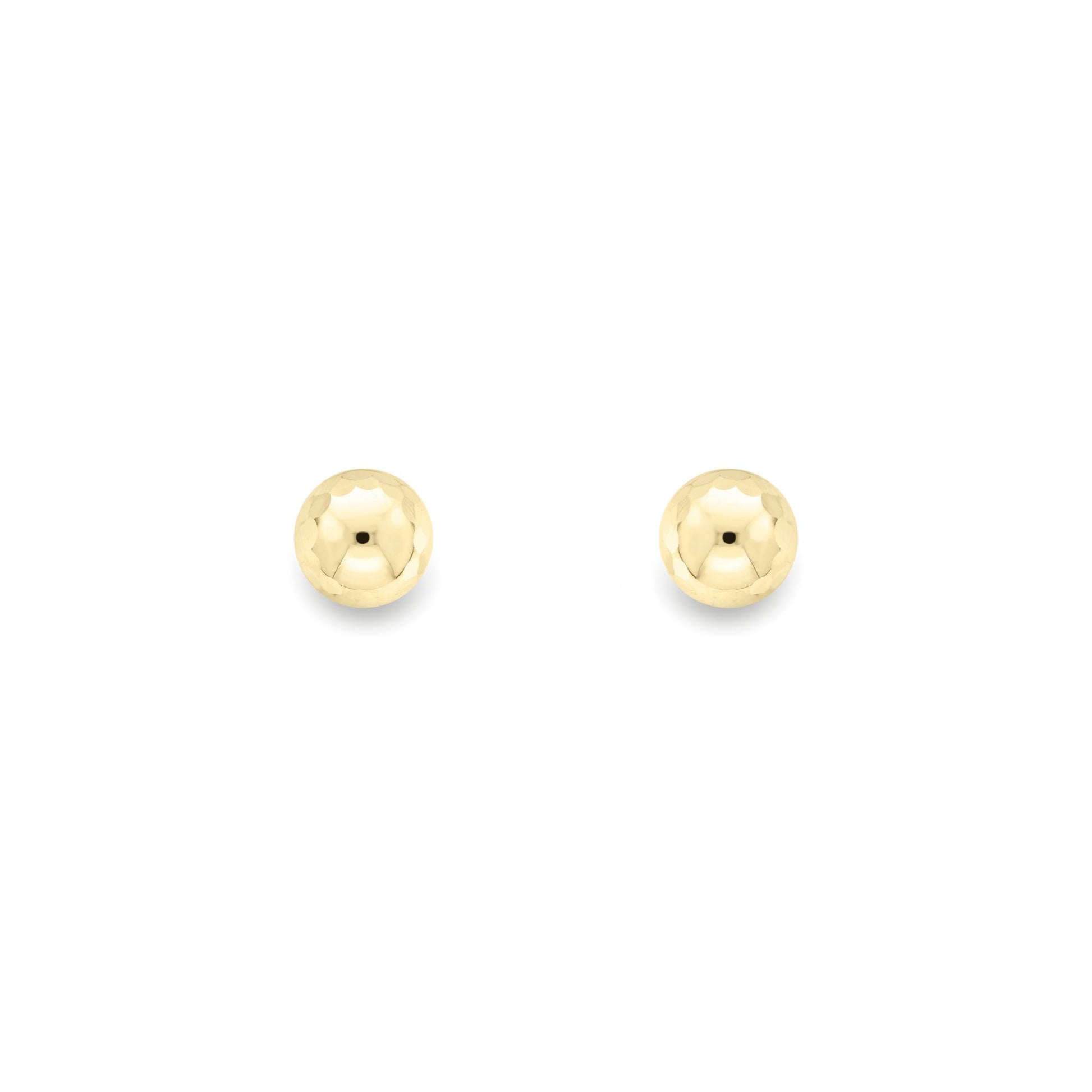 Ladies 9ct Gold  Faceted Diamond-cut Disco Ball Stud Earrings 8mm - SENR02633