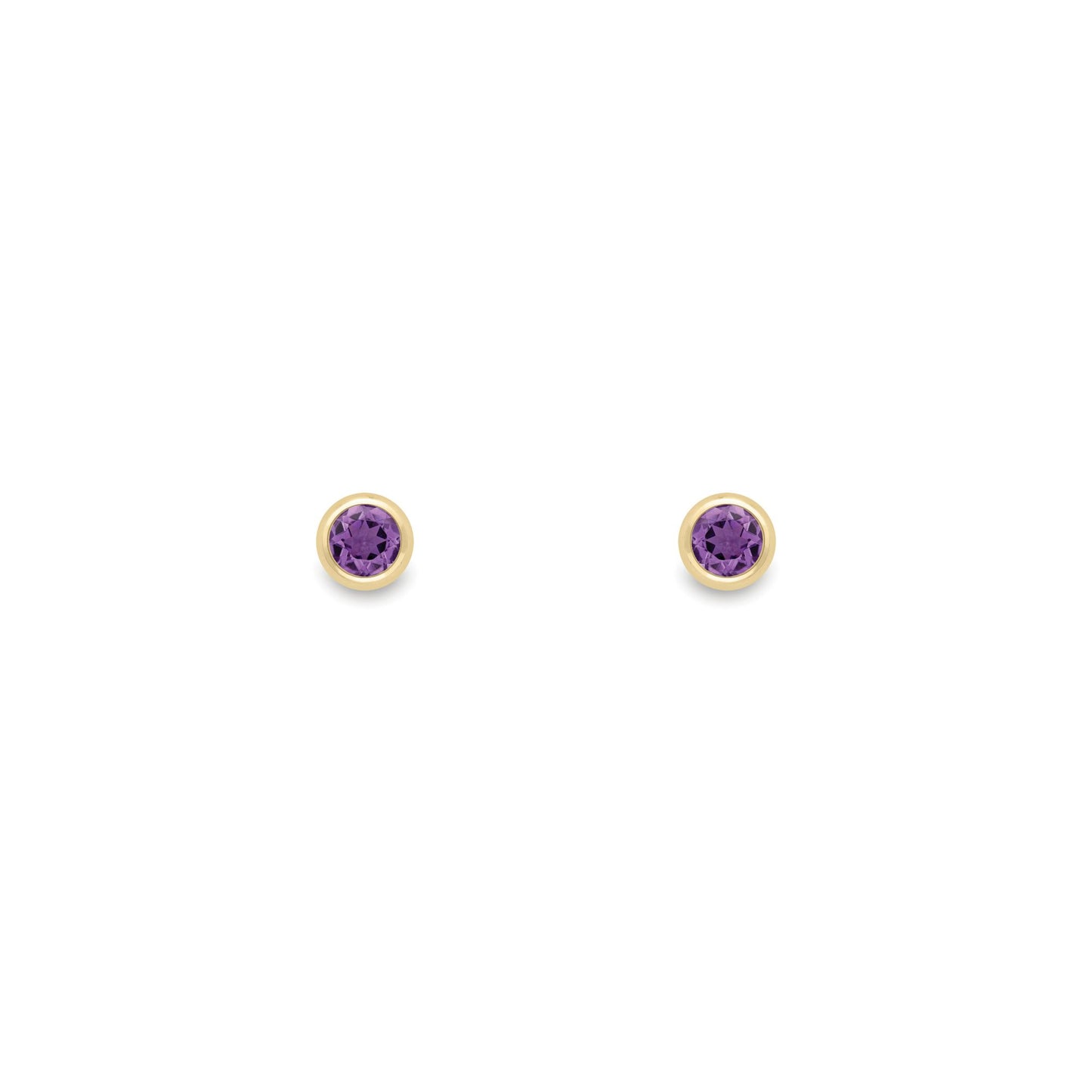 Ladies 9ct Gold  Amethyst Bubble Solitaire Stud Earrings 4mm - SENR02635