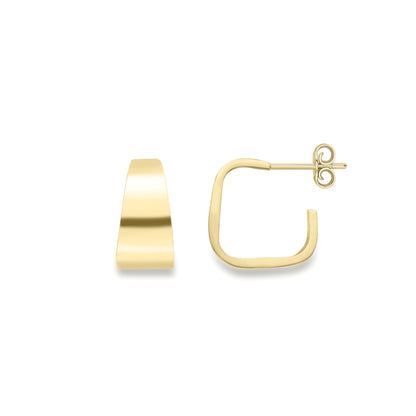 Ladies 9ct Yellow Gold  Graduated Flat Trapezium Stud Earrings 9mm - SENR02638