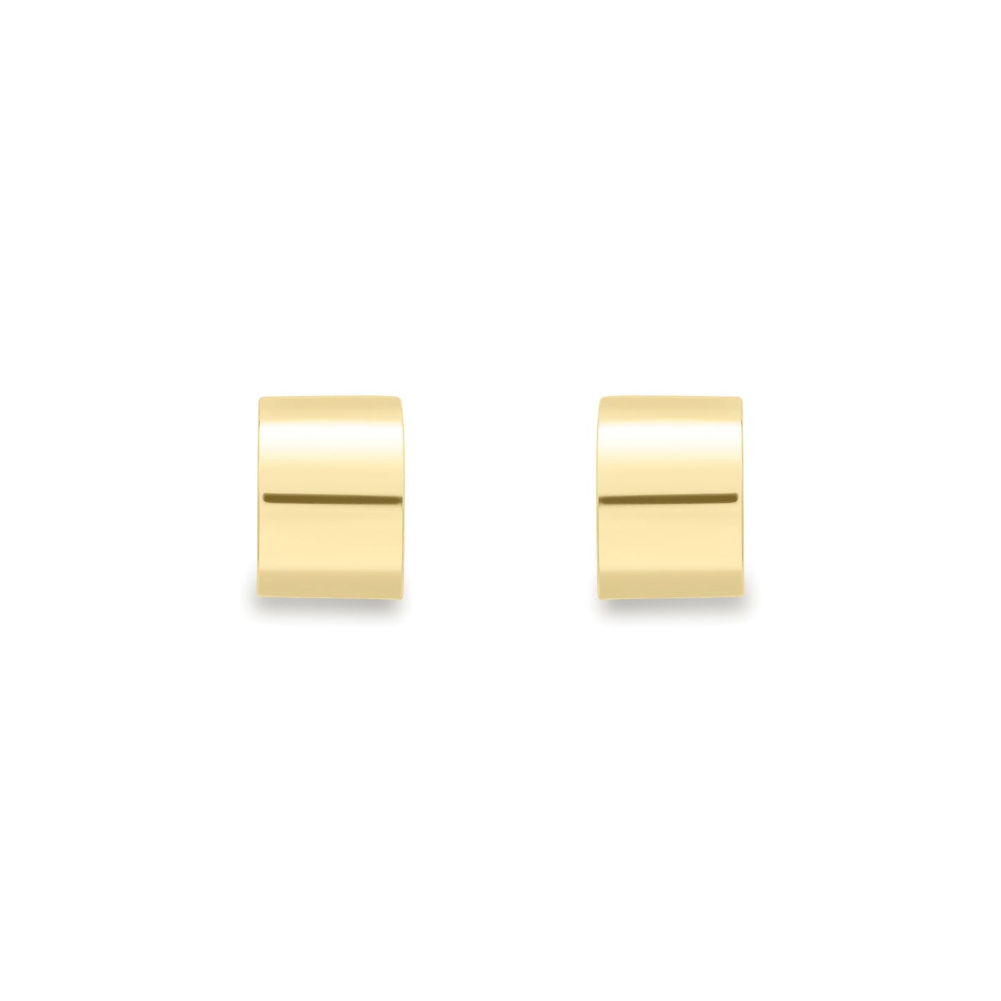 Ladies 9ct Yellow Gold  Square Tube Half Hoop Stud Earrings 8mm - SENR02641