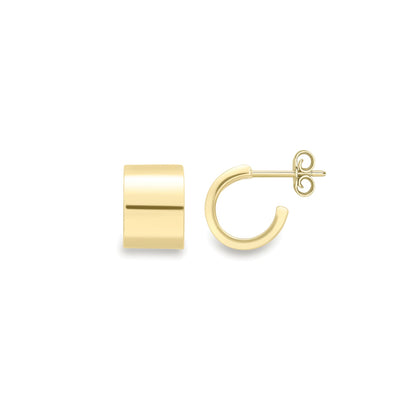 Ladies 9ct Yellow Gold  Square Tube Half Hoop Stud Earrings 8mm - SENR02641