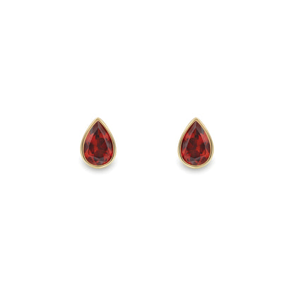 9ct Gold  Garnet Pear-Shaped Stud Earrings - SENR02642