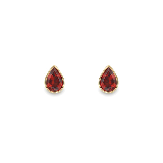 9ct Gold  Garnet Pear-Shaped Stud Earrings - SENR02642