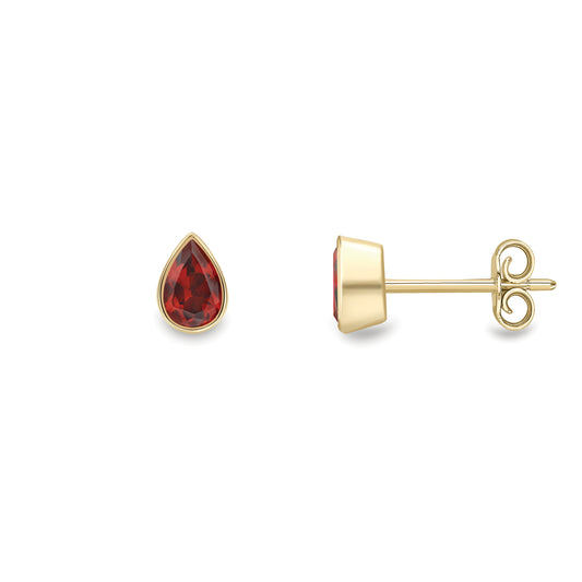 9ct Gold  Garnet Pear-Shaped Stud Earrings - SENR02642