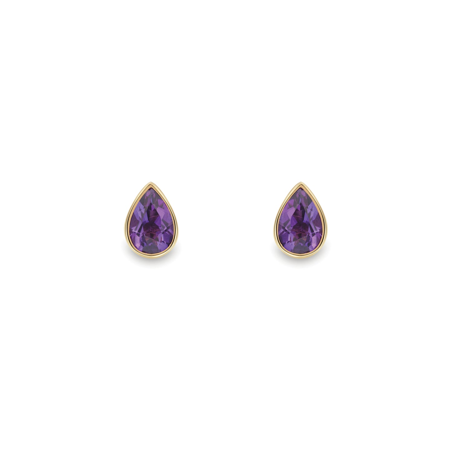 9ct Gold  Amethyst Pear-Shaped Stud Earrings - SENR02643