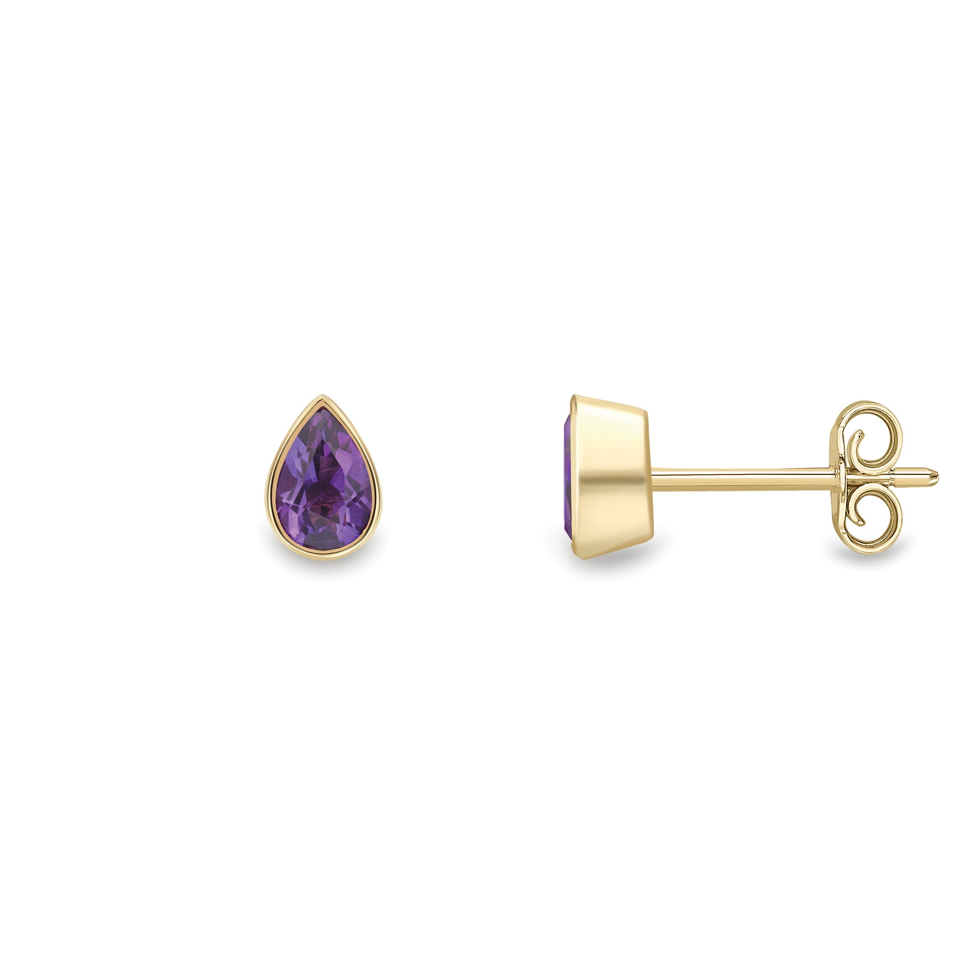 9ct Gold  Amethyst Pear-Shaped Stud Earrings - SENR02643