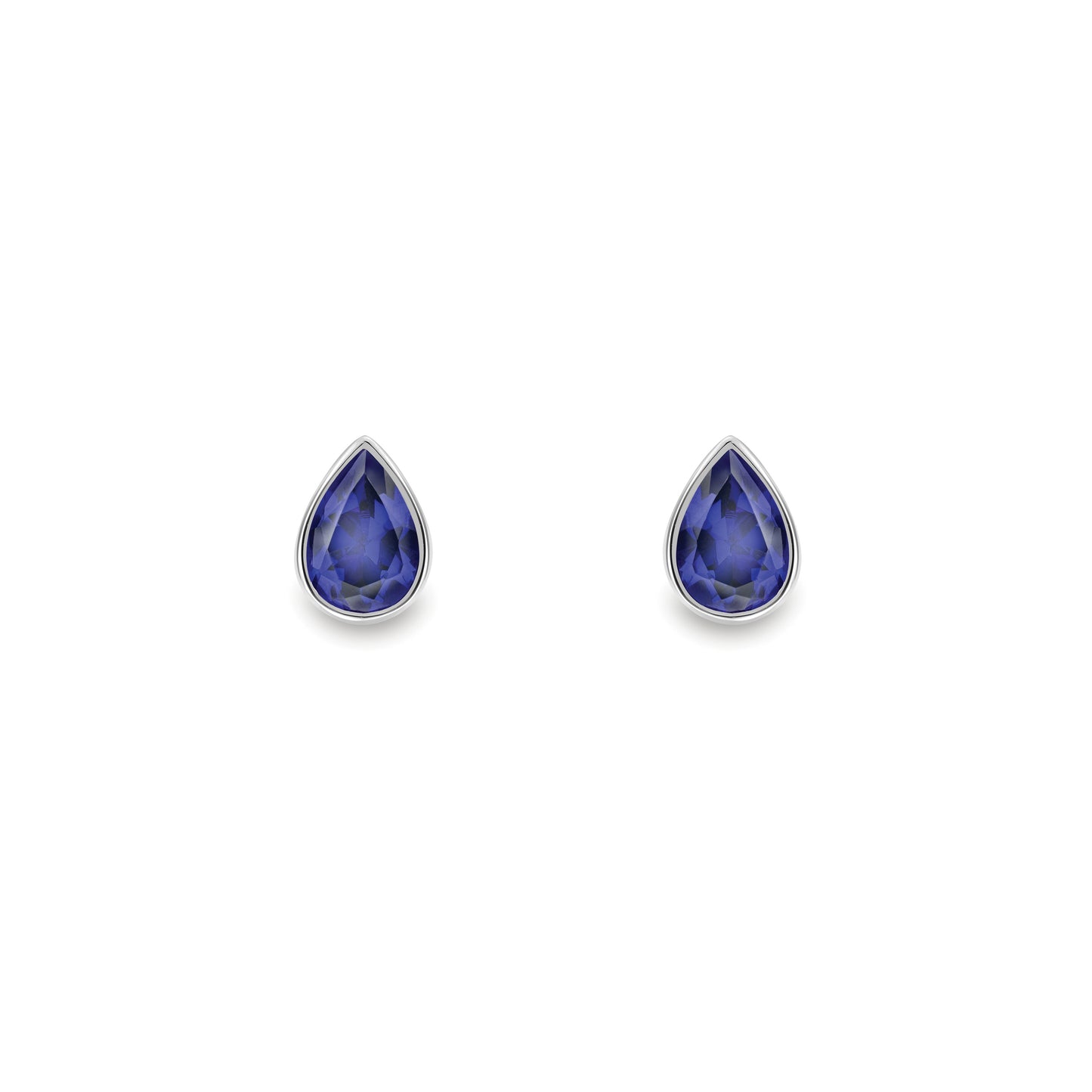 9ct Gold  White Gold Sapphire Pear-Shaped Stud Earrings - SENR02644