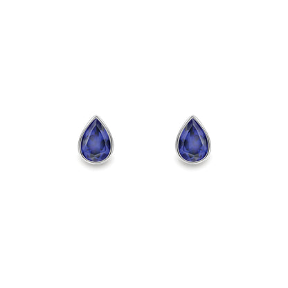 9ct Gold  White Gold Sapphire Pear-Shaped Stud Earrings - SENR02644