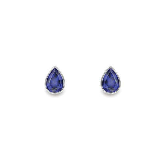 9ct Gold  White Gold Sapphire Pear-Shaped Stud Earrings - SENR02644