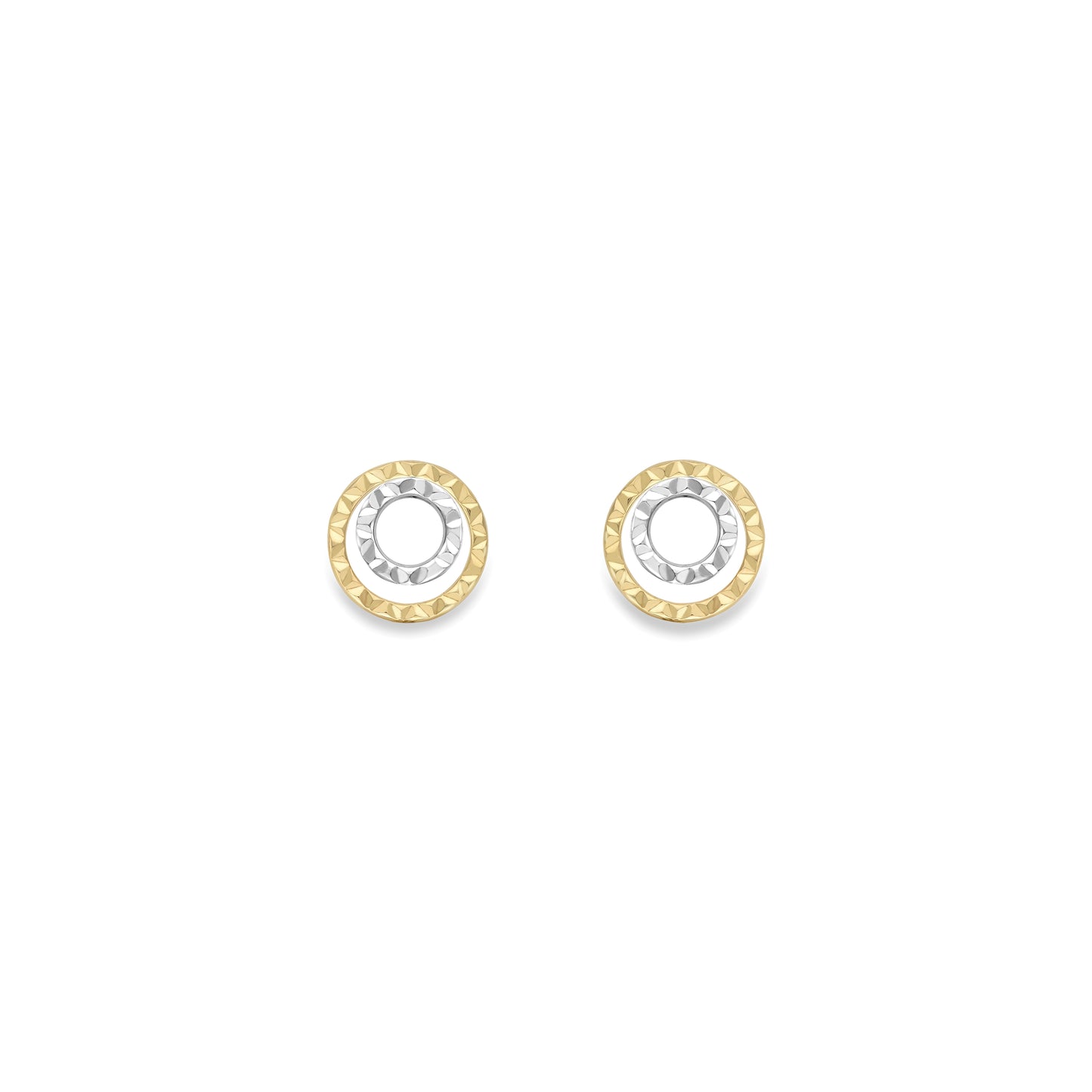 9ct Gold  Two-Tone Gold Stud Earrings - SENR02645