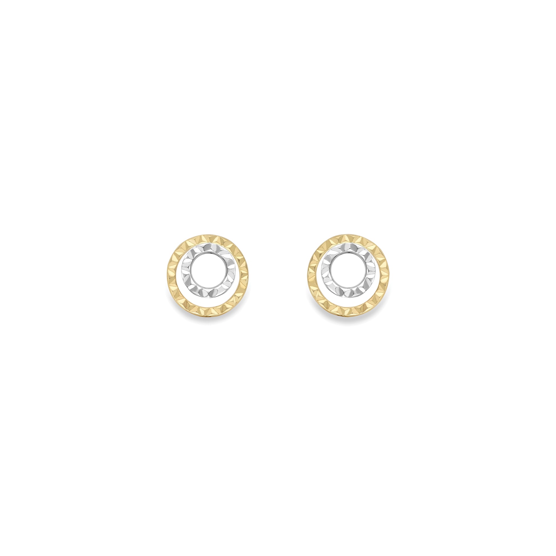 9ct Gold  Two-Tone Gold Stud Earrings - SENR02645