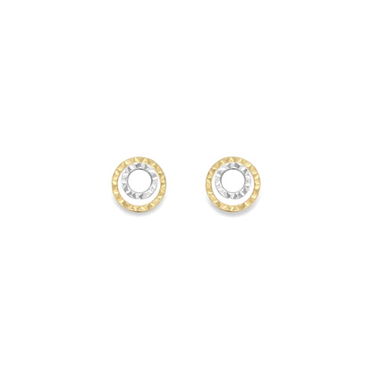 9ct Gold  Two-Tone Gold Stud Earrings - SENR02645