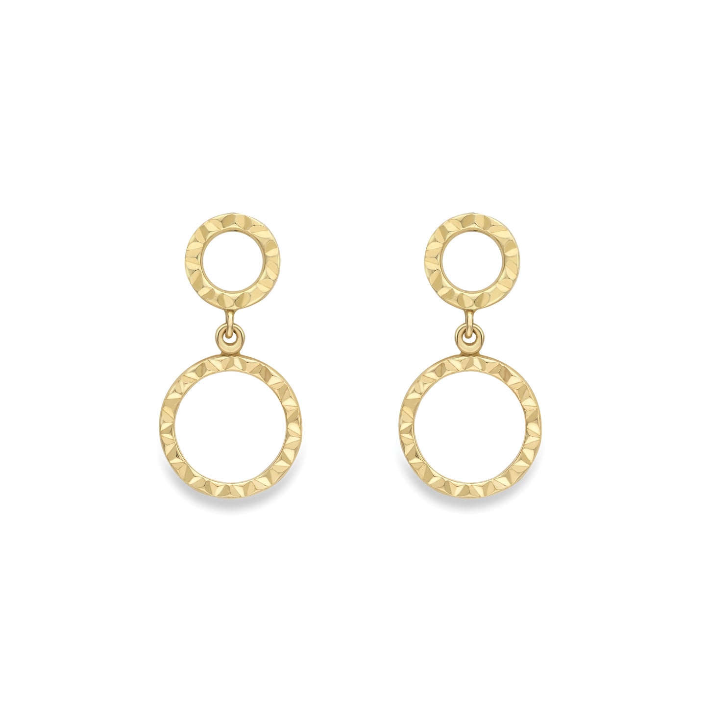 9ct Gold  Diamond Cut Drop Stud Earrings - SENR02647