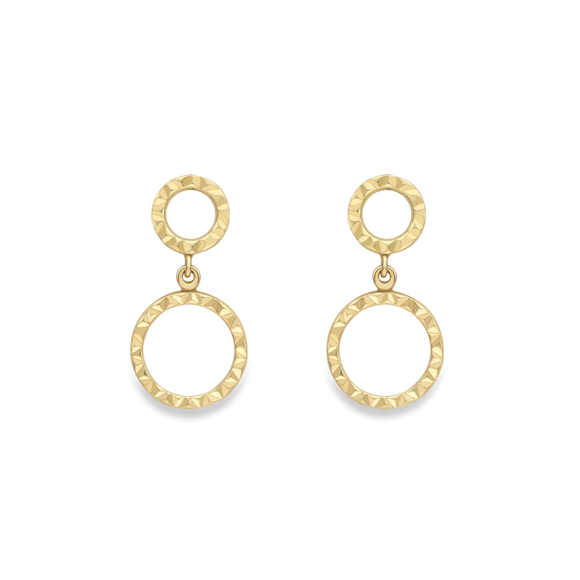 9ct Gold  Diamond Cut Drop Stud Earrings - SENR02647