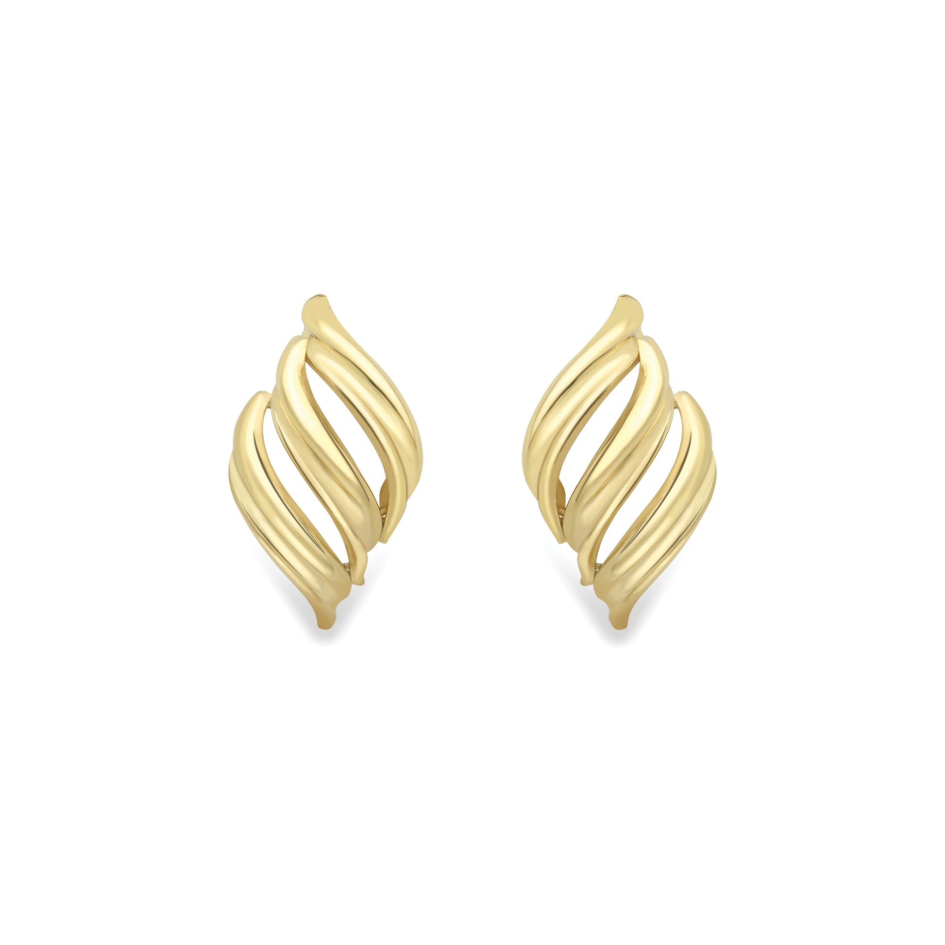 9ct Gold  Wavy Stud Earrings - SENR02649