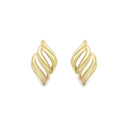 9ct Gold  Wavy Stud Earrings - SENR02649