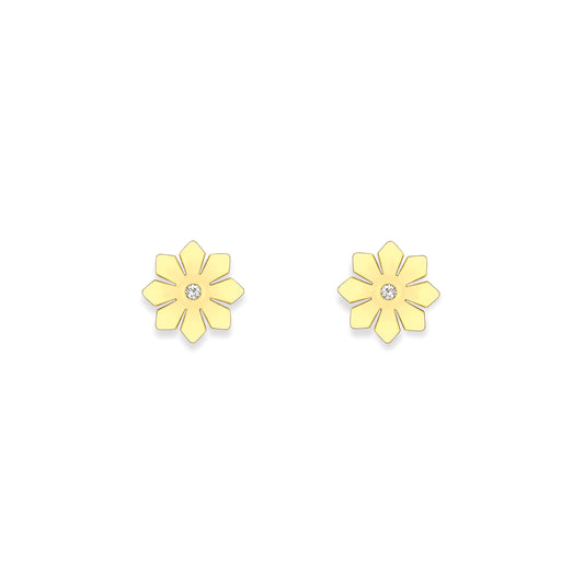 9ct Gold  Yellow Gold Stud Earrings With Cubic Zirconia - SENR02652