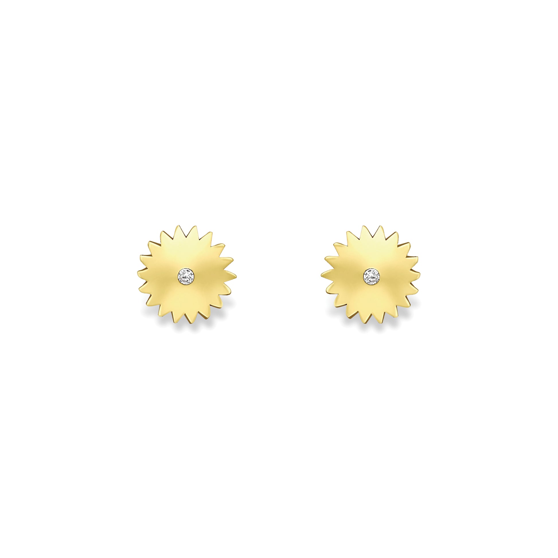 9ct Gold  Yellow Gold Stud Earrings With Cubic Zirconia - SENR02653