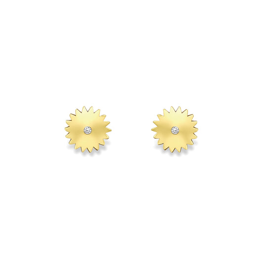 9ct Gold  Yellow Gold Stud Earrings With Cubic Zirconia - SENR02653